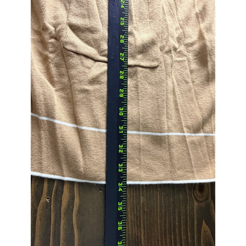 Talbots Open Front Cardigan Womens 3XP Brown White Trim Knit Pocket Stretch - Picture 5 of 9